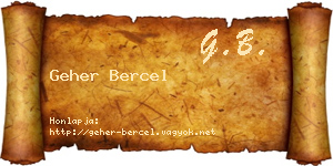 Geher Bercel névjegykártya